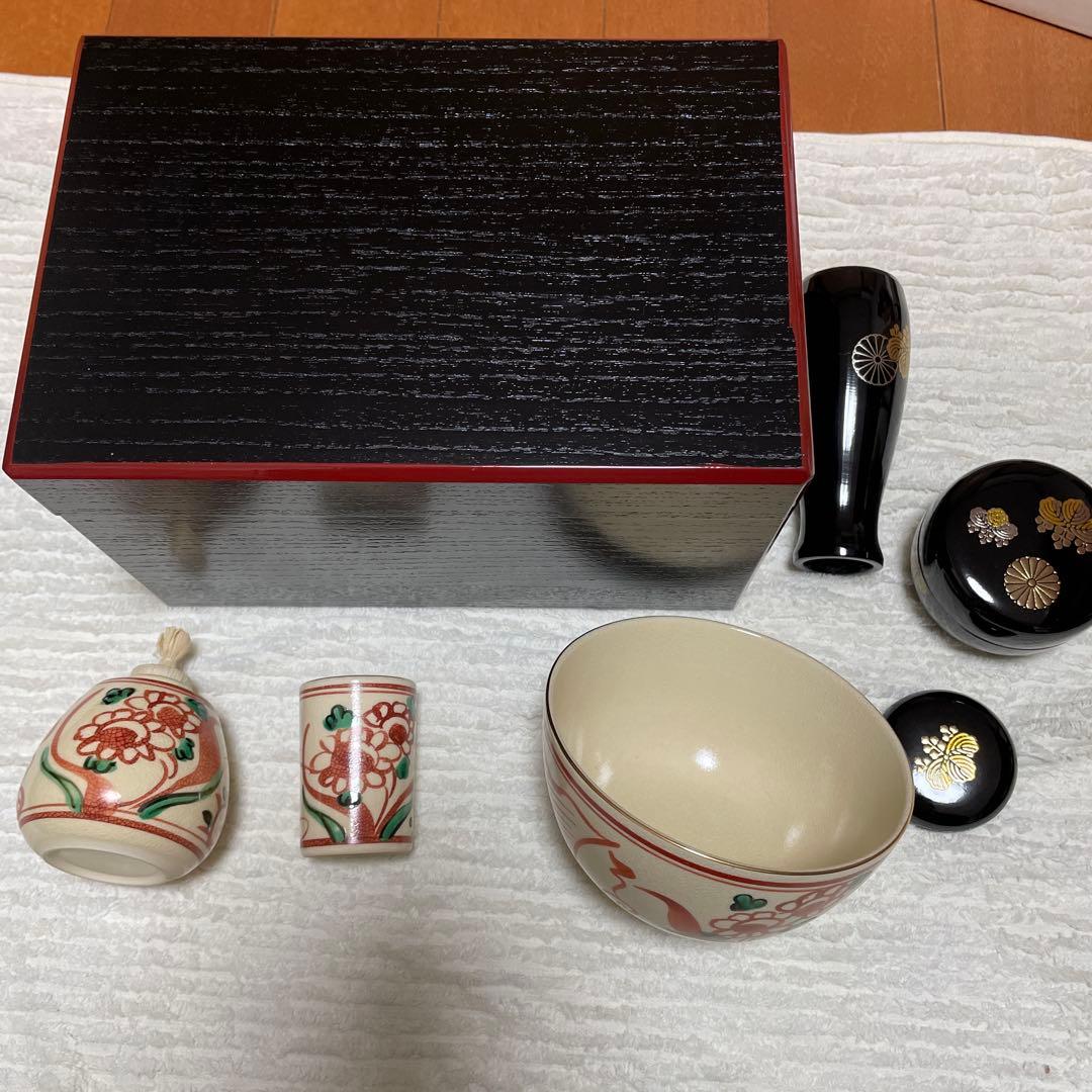 黒色木製茶箱セット