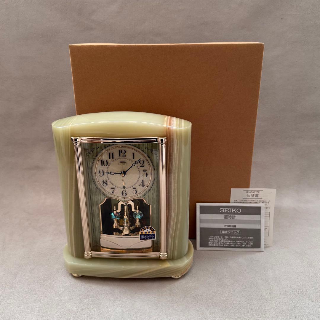未使用 SEIKO セイコー エンブレム 大理石 置き時計 HW521M