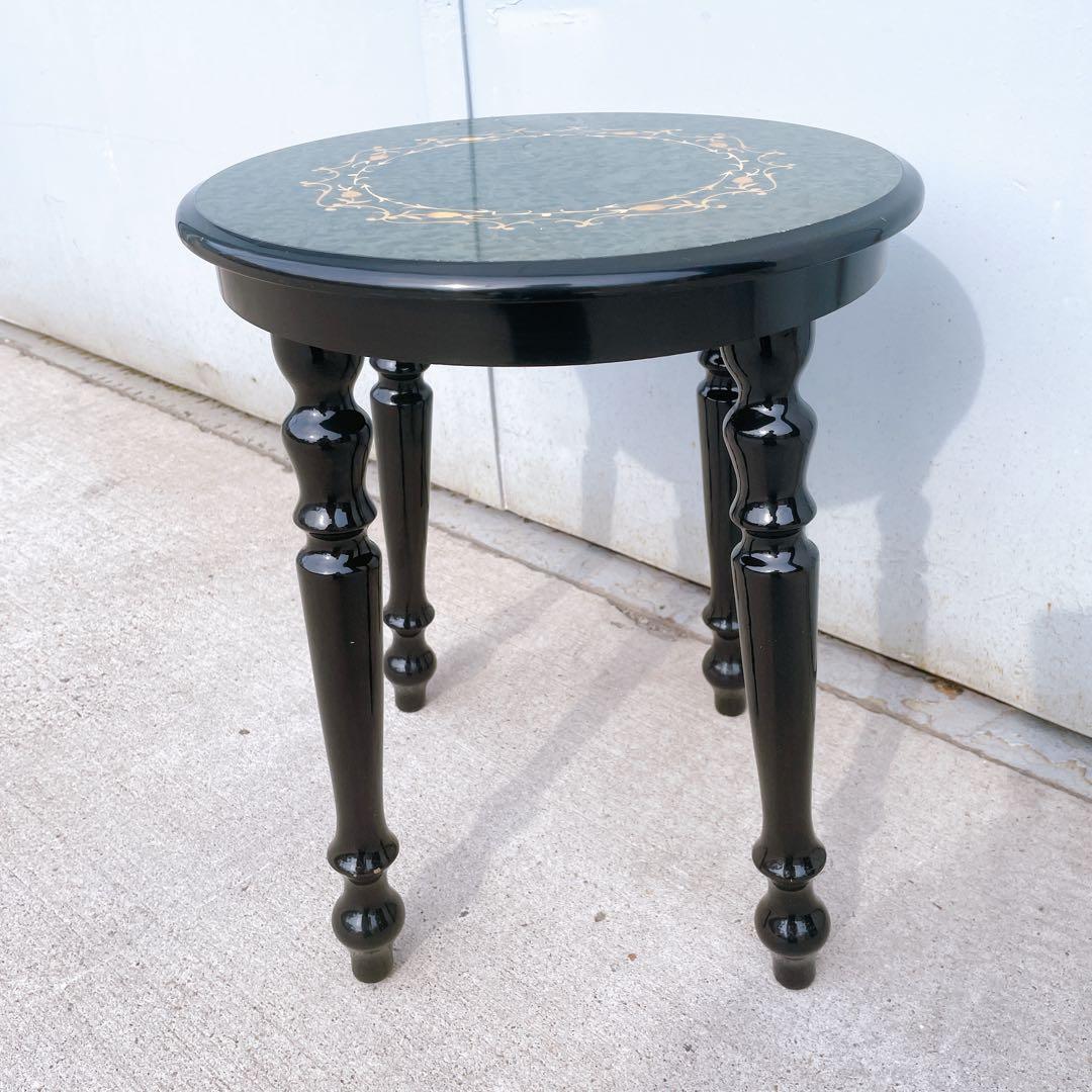 【美品送料込】イタリア ドマン バーズアイ 象嵌 スツール 花台 サイドテーブル