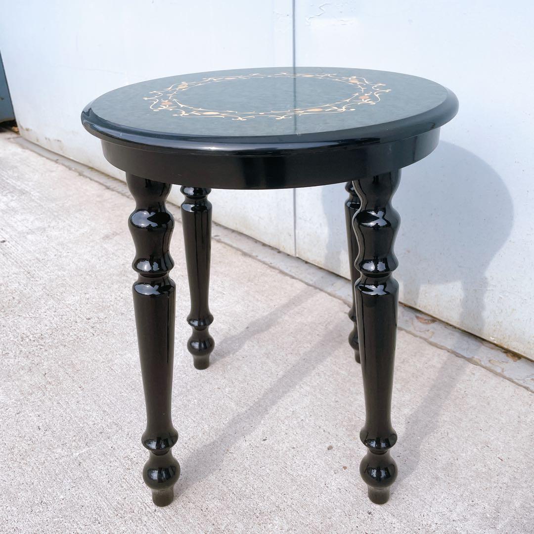 【美品送料込】イタリア ドマン バーズアイ 象嵌 スツール 花台 サイドテーブル