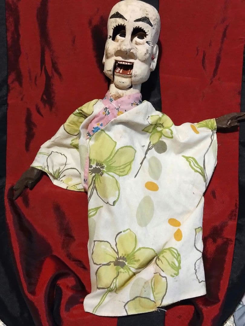 中国ヴィンテージ　ドール　木製　パペット人形