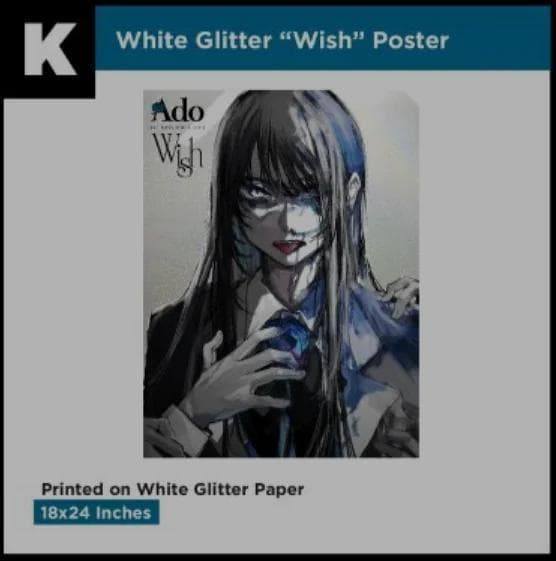 Ado Wish ワールドツアー ホワイトグリッターポスター