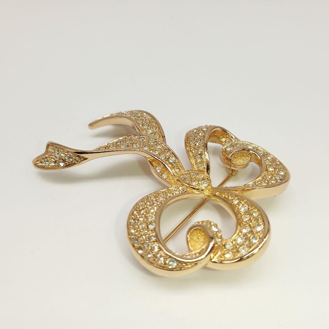 dior ラインストーン　ゴールドカラー　ブローチ