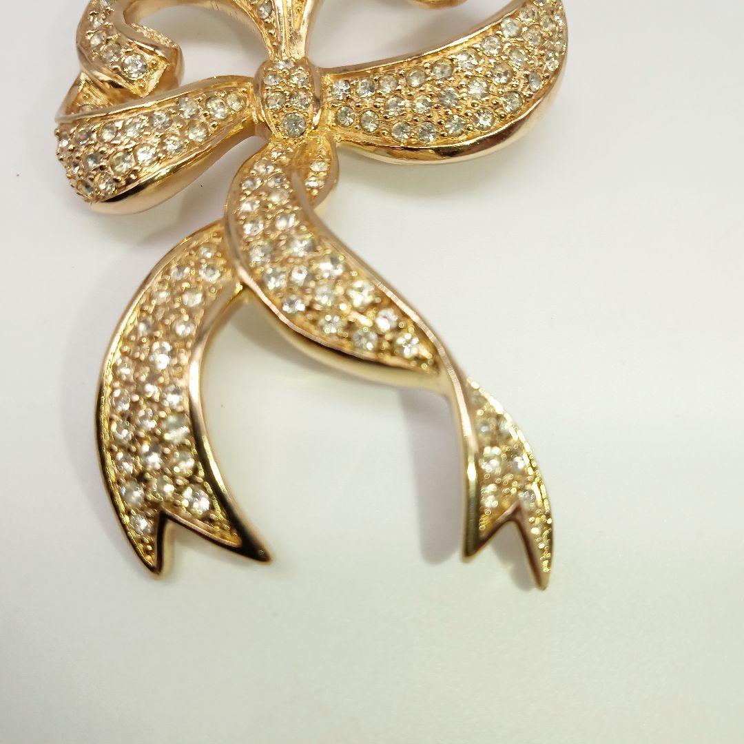 dior ラインストーン　ゴールドカラー　ブローチ