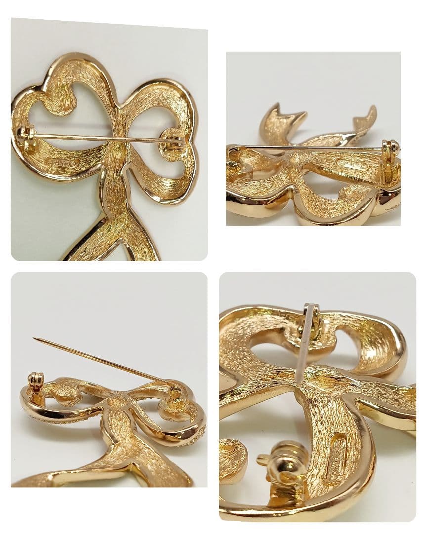 dior ラインストーン　ゴールドカラー　ブローチ