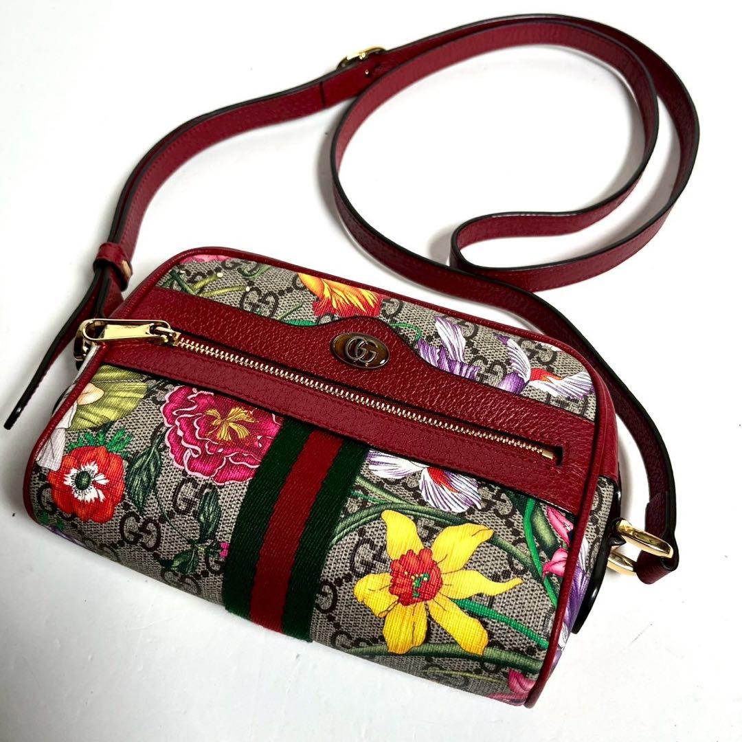 【極上美品・使用感少ない✨】グッチ オフィディア フローラ レッド クロスボディ