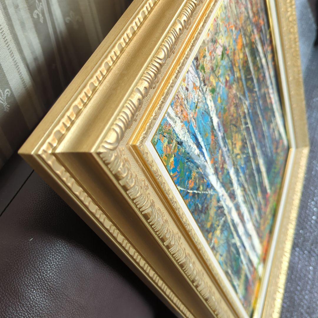 F10号油彩画 「恩原湖畔の白樺」No.48