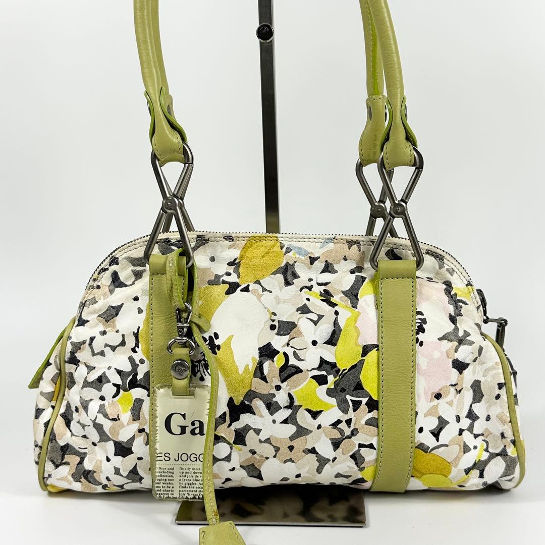 美品 JHON GALLIANO 花柄 ミニボストンバッグ ガリアーノ レザー