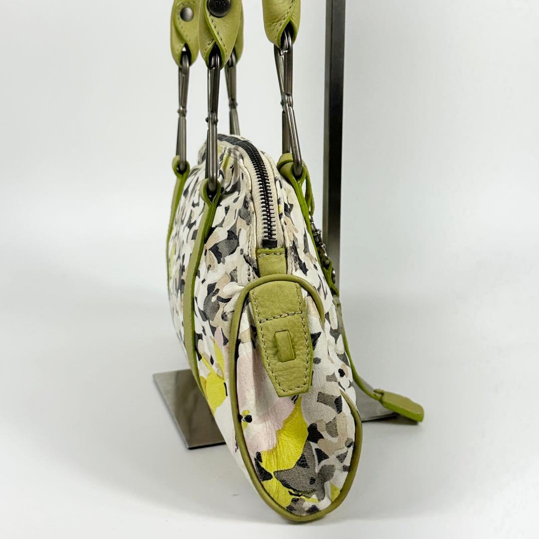 美品 JHON GALLIANO 花柄 ミニボストンバッグ ガリアーノ レザー