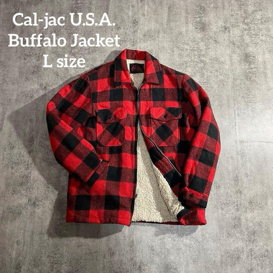Cal-jac U.S.A. バッファローチェック 裏ボアジャケット赤黒Lサイズ