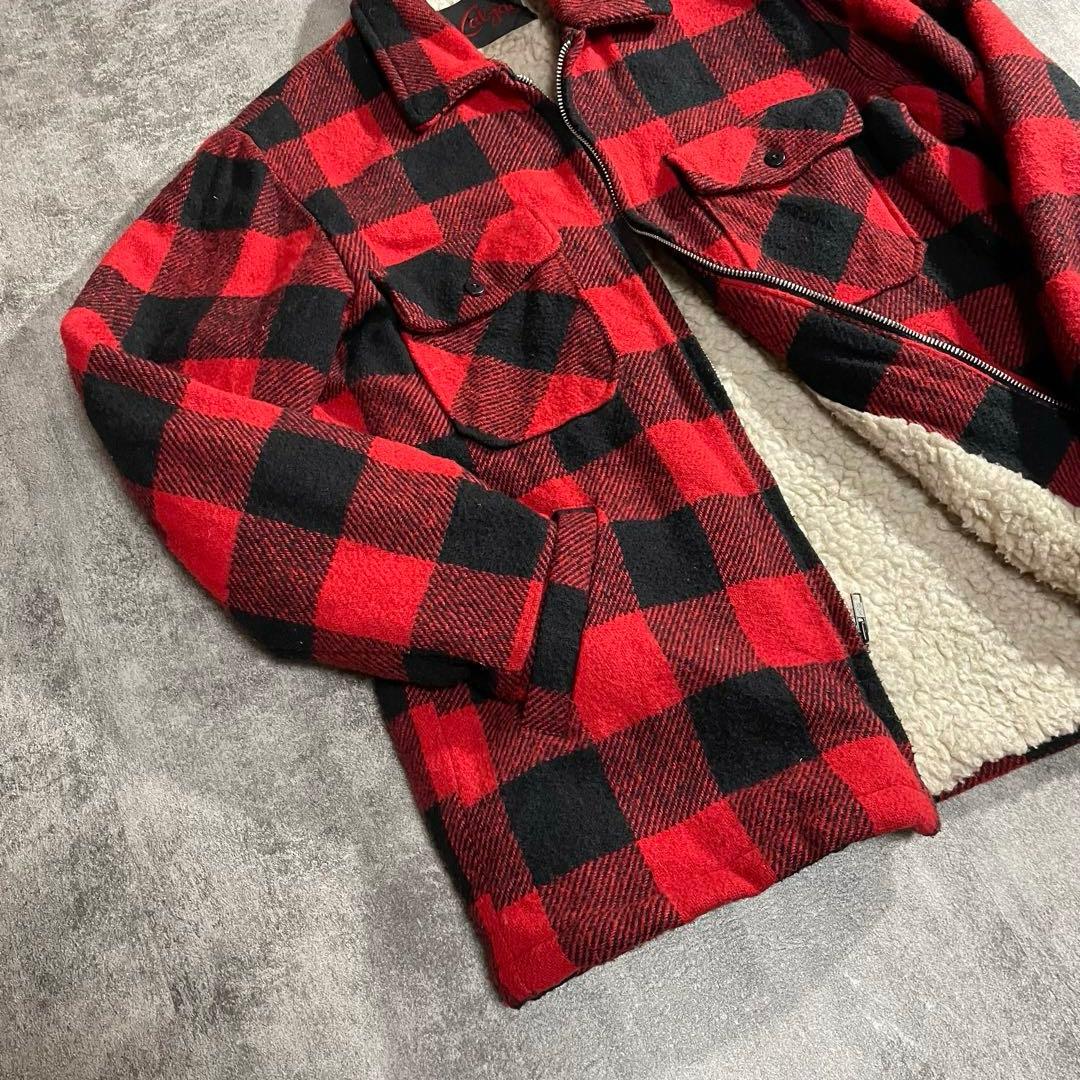 Cal-jac U.S.A. バッファローチェック 裏ボアジャケット赤黒Lサイズ