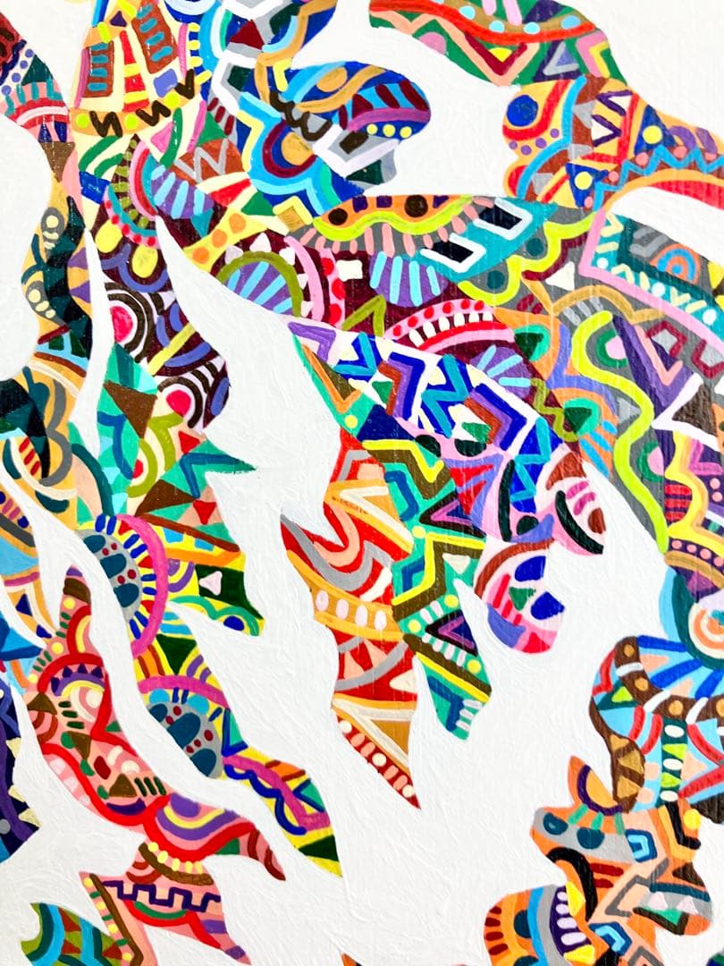 値下げ　原画　狼　動物画　絵画　アクリル画　現代アート　細密画　一点物　手描き