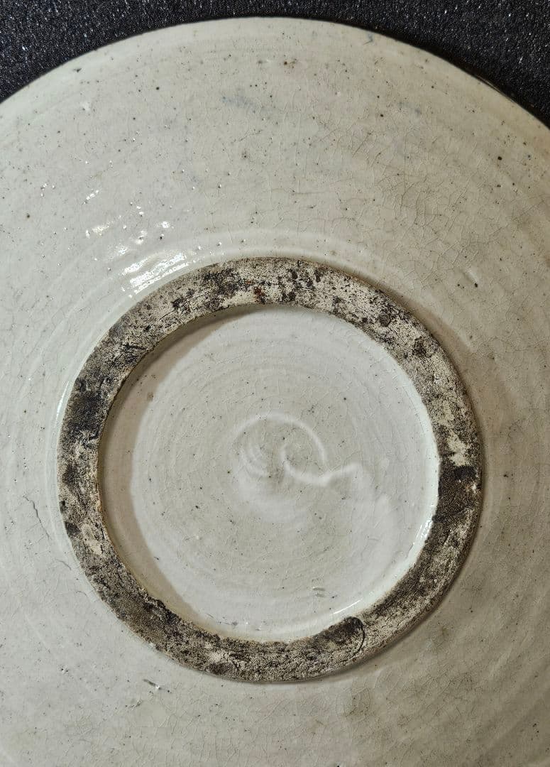 江戸時代末期〜明治時代初期　古瀬戸　呉須絵付　吹墨技法　月にすすき図　石皿　絵皿