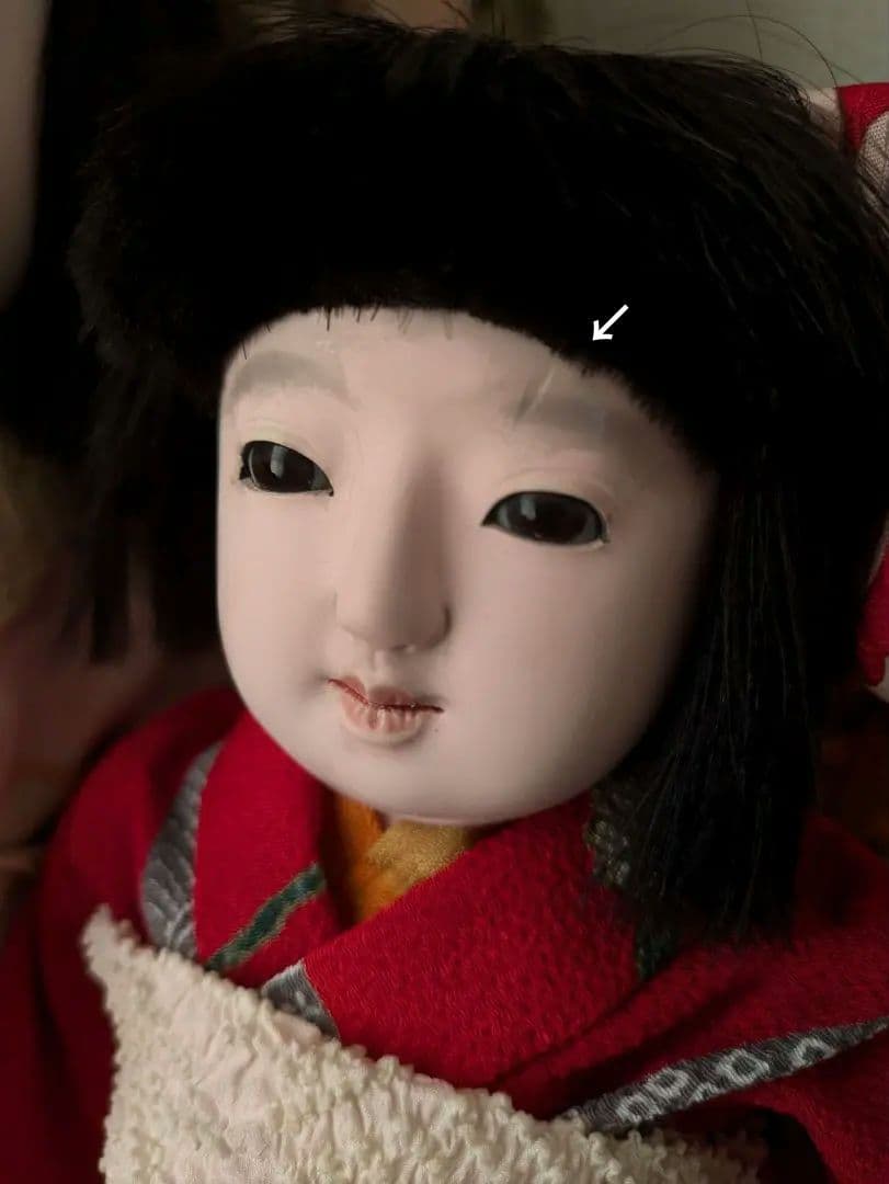 2*r様 昭和初期　正絹縮緬　市松人形 ２体 伝統工芸品 紫 赤　ビスクドール