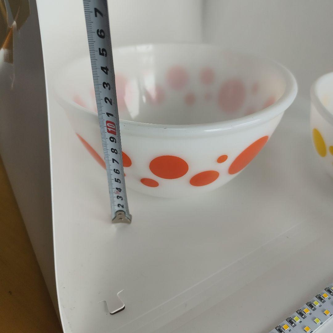 美品　Hazel Atlas ヘーゼルアトラス　ポルカドット　水玉　ボウル 4個