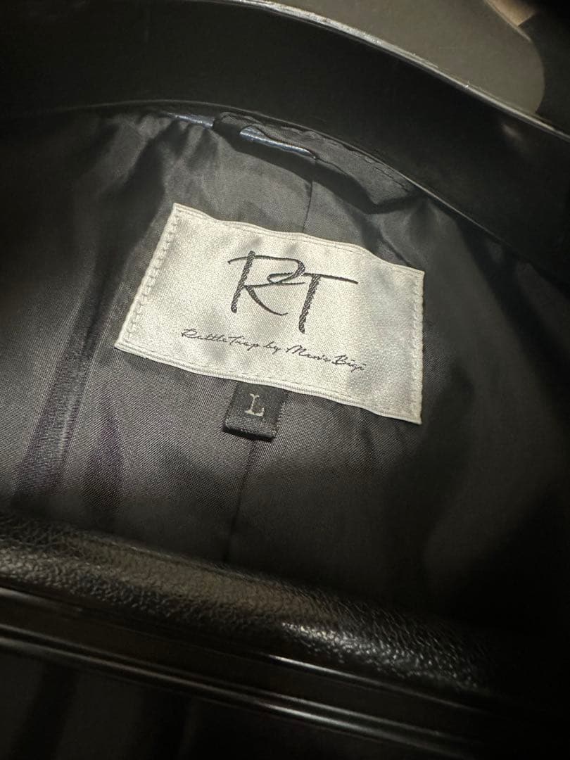 ネイビー シングルライダースジャケット L 革ジャン