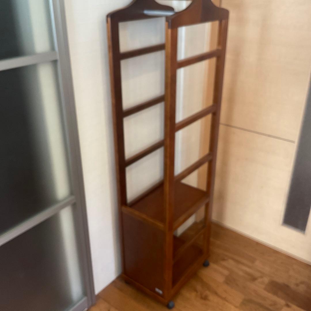 『専用品』豊岡クラフト　木製 ハンガーラック　日本製　上部トレイ・キャスター付き