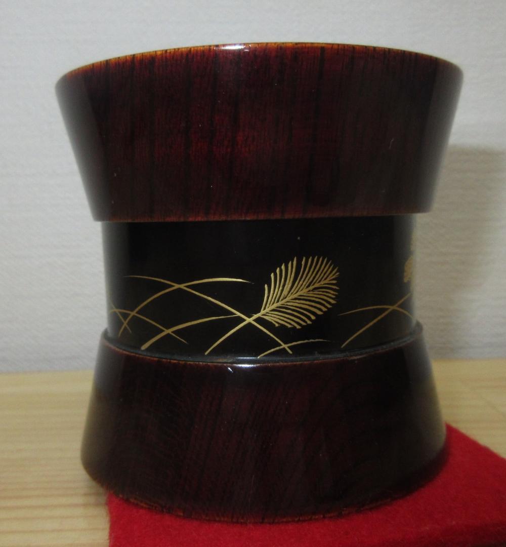 送料込【逢絢亭】茶道具 棗 茶器 京塗 秋草蒔絵 杵形 木製 北村葵春 共箱入り