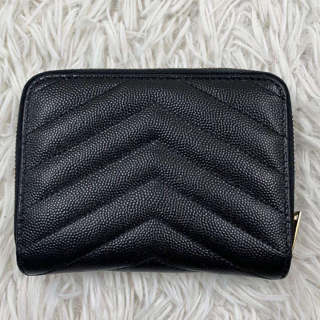 【✨美品✨】サンローラン カサンドラ 二つ折り財布 Vステッチ ブラック