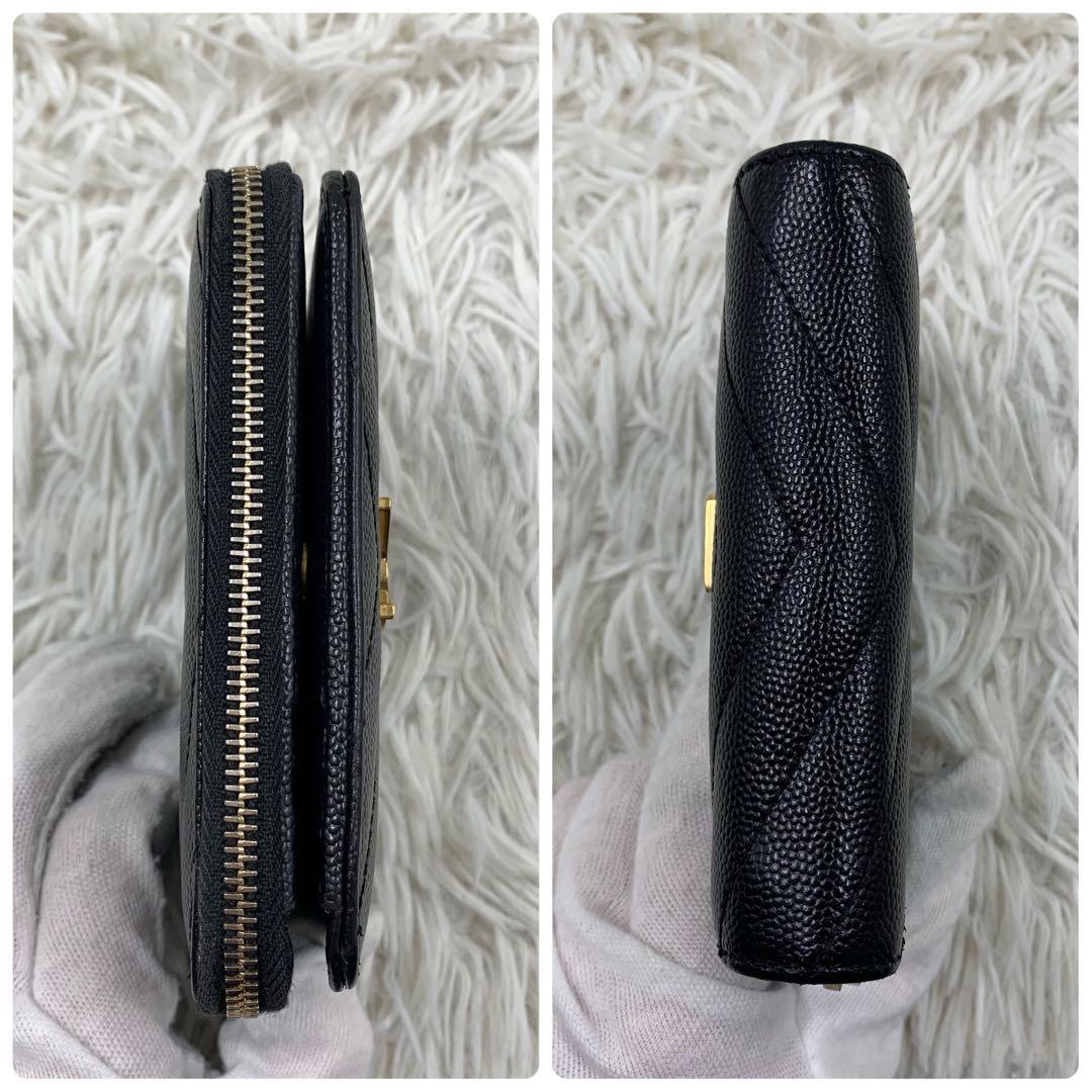 【✨美品✨】サンローラン カサンドラ 二つ折り財布 Vステッチ ブラック