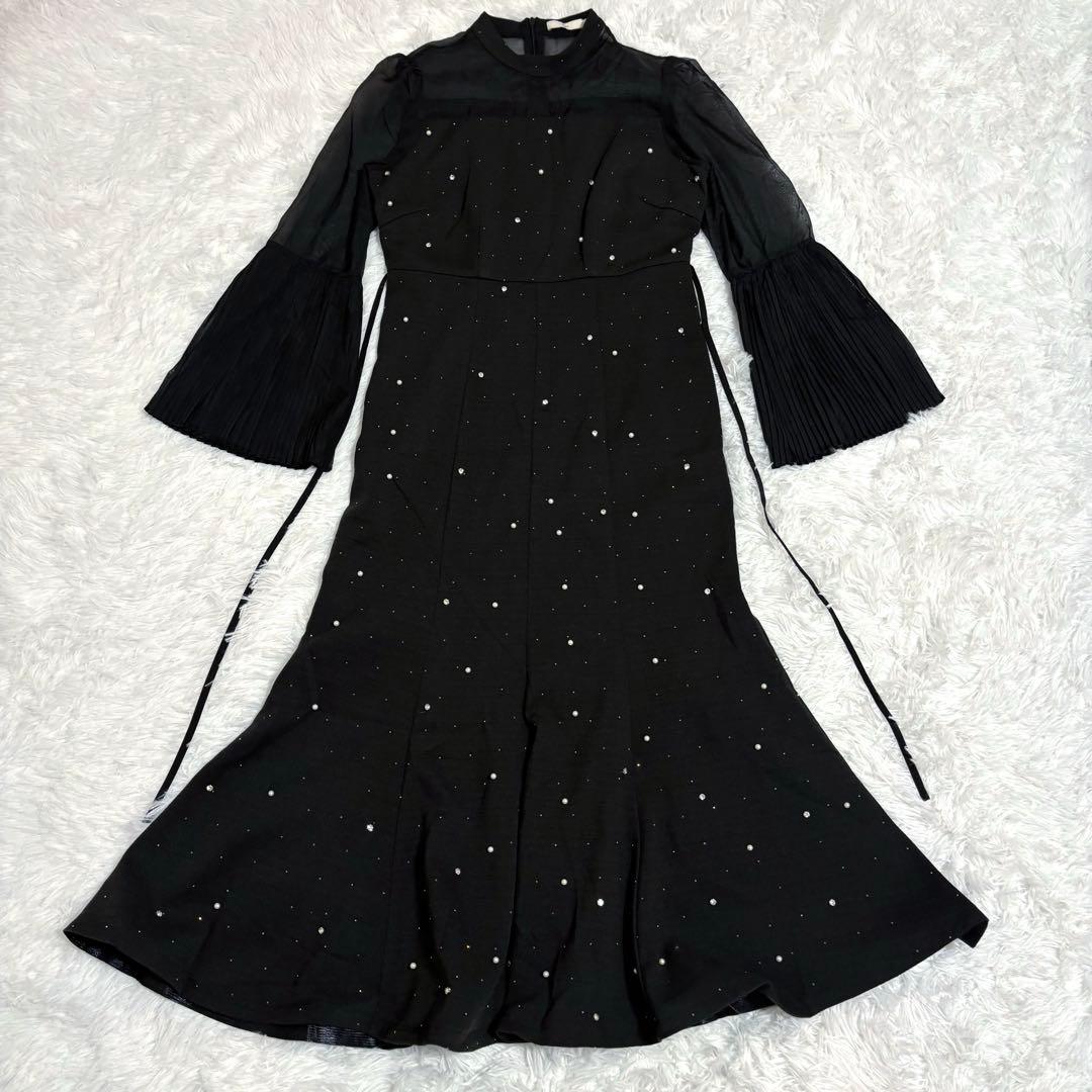 leja パールビジュープリーツフレアスリーブマーメイドワンピースドレス結婚式