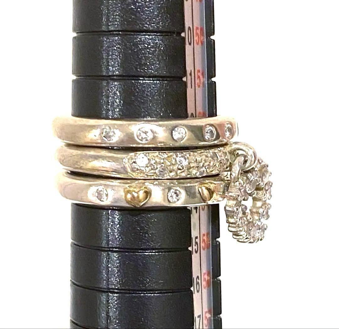 Folli Follieフォリフォリ3連リング シルバー 925 スイングハート