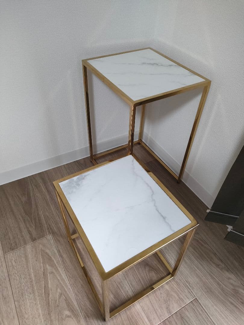 Francfranc レーヌ ネストテーブル S マーブル×ゴールド
