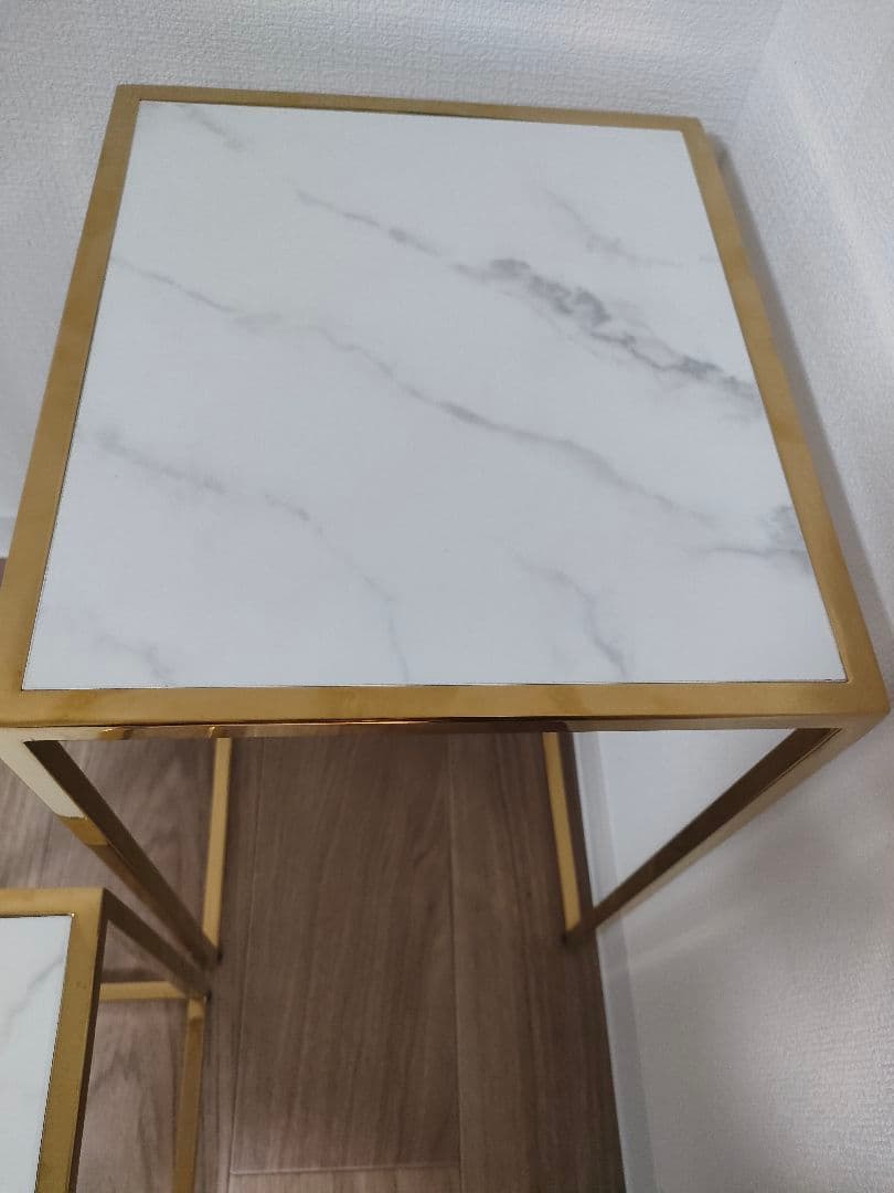 Francfranc レーヌ ネストテーブル S マーブル×ゴールド