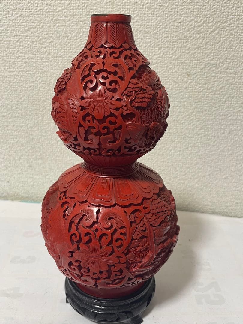 中国美術　堆朱　ひょうたん花瓶