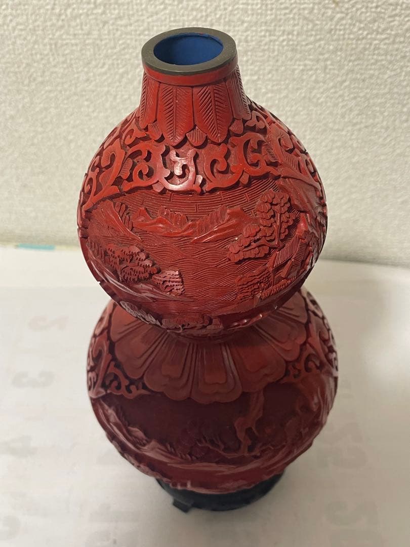 中国美術　堆朱　ひょうたん花瓶