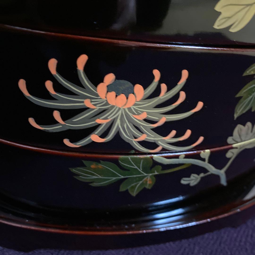 お値下げ　骨董　蛤型　金蒔絵　手提げ三段重