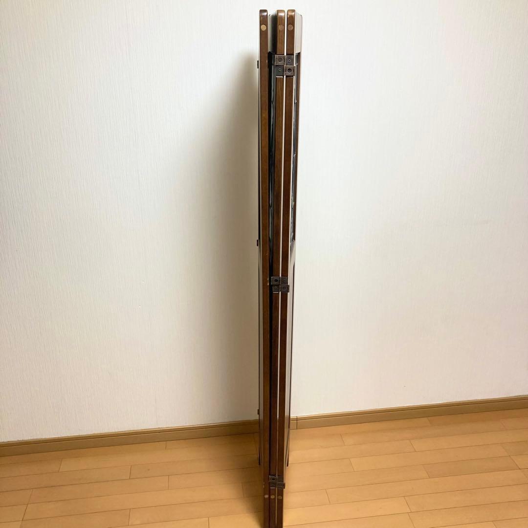 ステンドグラス 木製 パーテーション 3連 アンティーク調 間仕切り 衝立