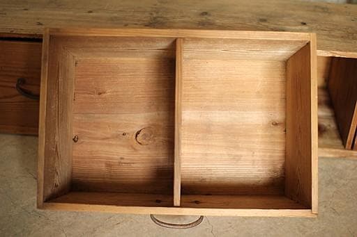 味のある横長の木製引き出し3杯　ローテーブル　飾り台　作業台　古家具　古民家