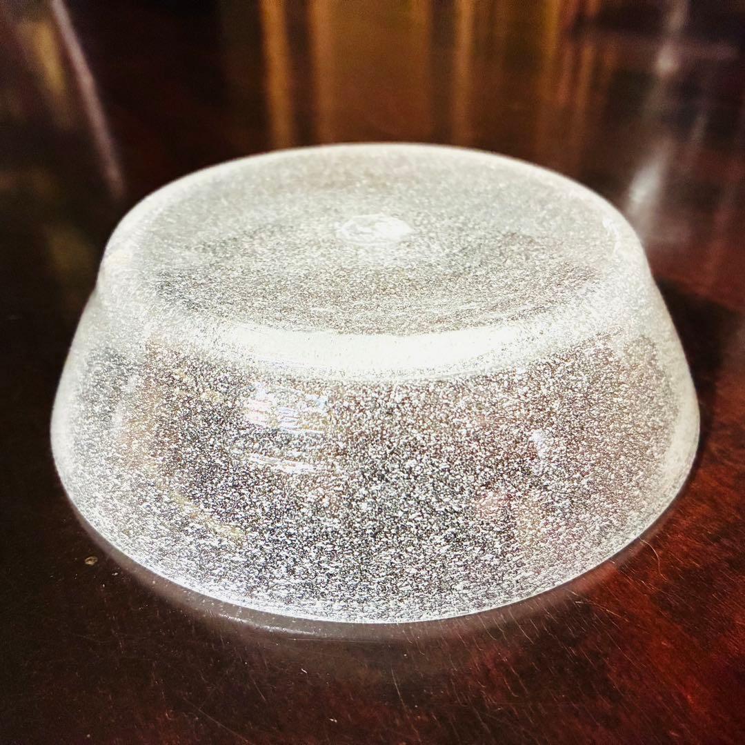 横山秀樹　中皿鉢　白泡　手吹きガラス