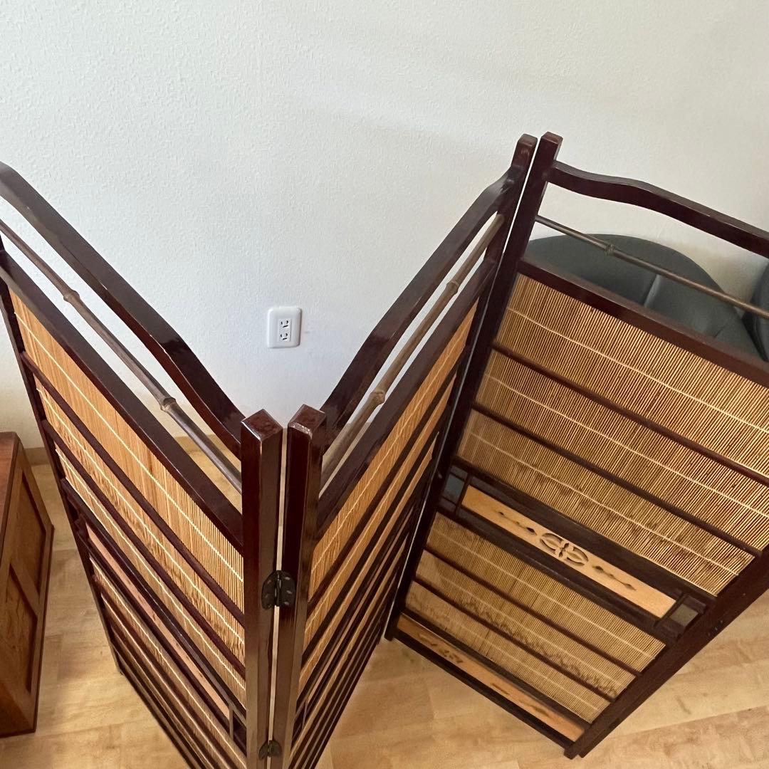 透かし彫り　簾屏風　衝立　パーテーション　間仕切り　昭和レトロ　古民家