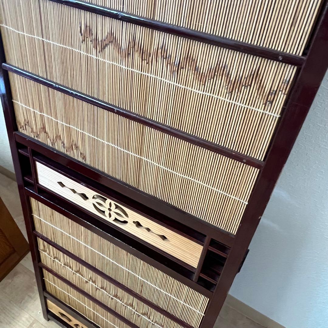 透かし彫り　簾屏風　衝立　パーテーション　間仕切り　昭和レトロ　古民家