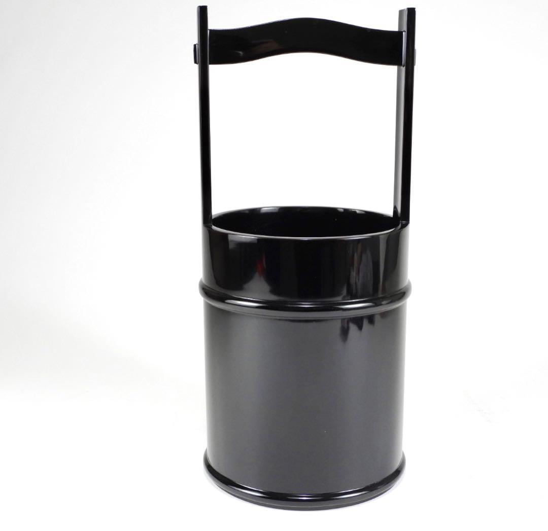 平安堂造 己ん典 蝋色塗 手桶形花生 花器 花瓶 共箱