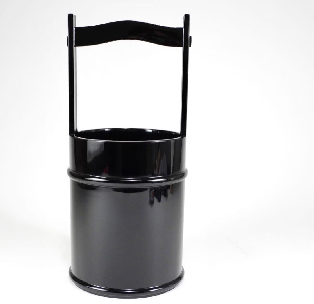 平安堂造 己ん典 蝋色塗 手桶形花生 花器 花瓶 共箱