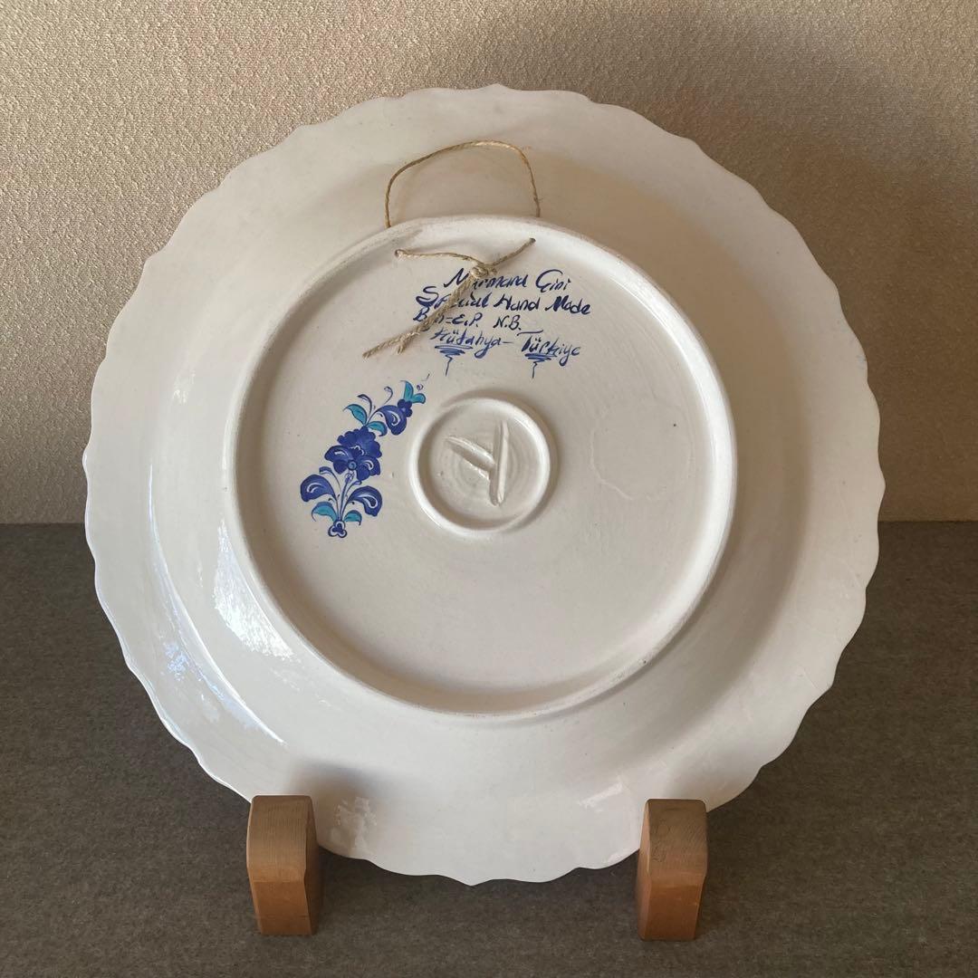 1 直径41cm トルコ　キュタヒア　キュタフア　絵皿　飾皿　壁掛　輪花　化粧箱