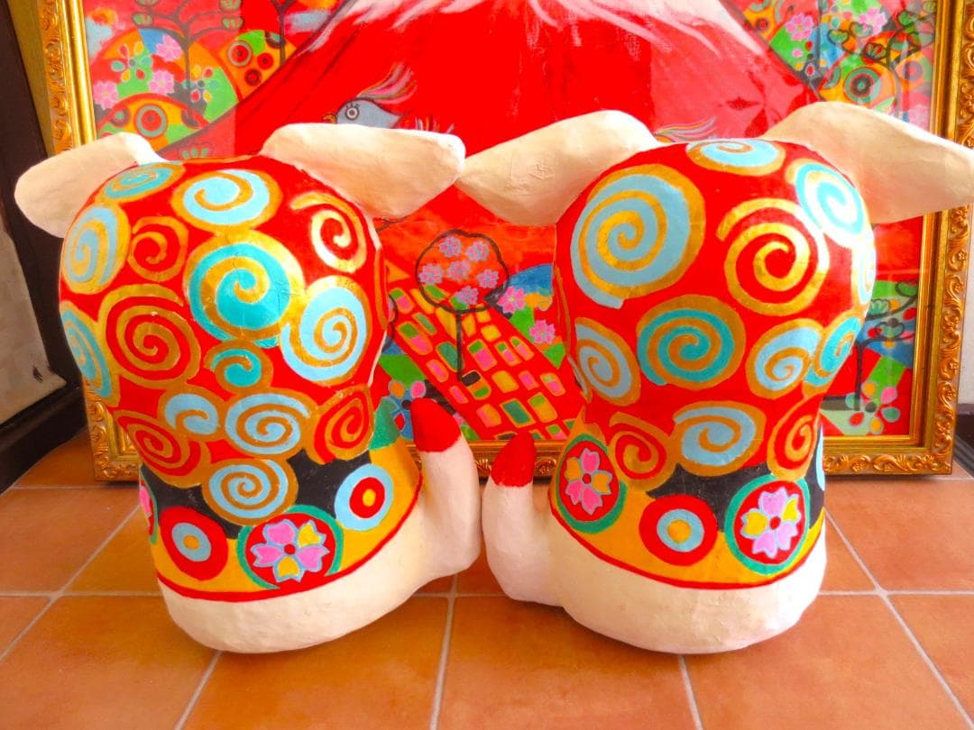 張り子　ジャンボシーサー　ラッキーアイテム　風水　置物