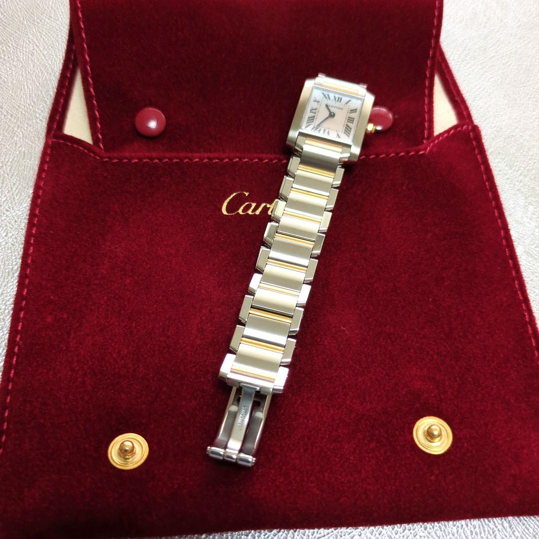 ✨️カルティエ✨️タンクフランセーズ　ピンクシェル コンビベルト
