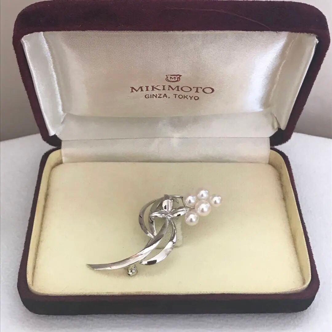 本日限り！特価！【ケース付☆】ミキモト　アコヤ　フラワー　ブローチ　SV