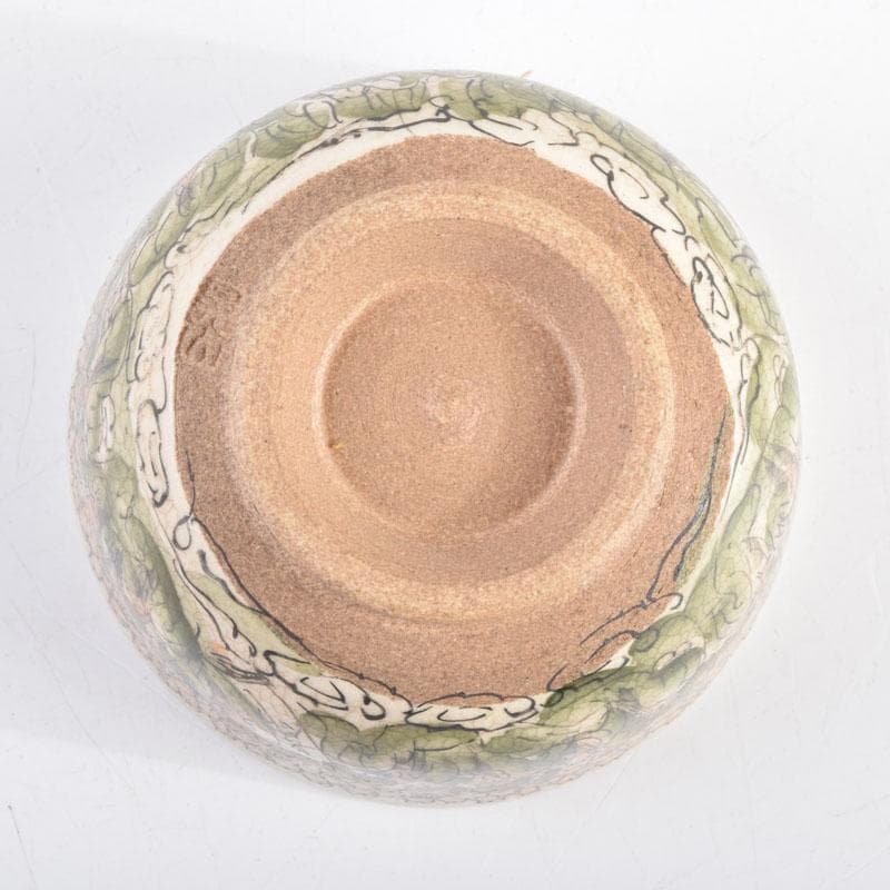 瀬戸焼　加藤晃(号晃山)作　色絵　寿千老人文　ぐい呑　盃　共箱　V　8953