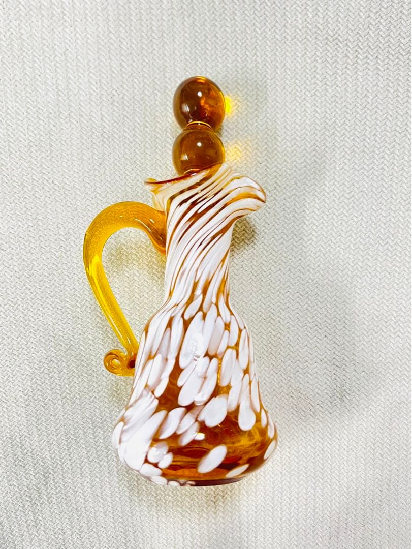 USA製アメリカンヴィンテージガラスピッチャージャグ水差し蓋付きオブジェ