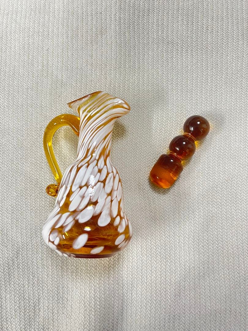 USA製アメリカンヴィンテージガラスピッチャージャグ水差し蓋付きオブジェ