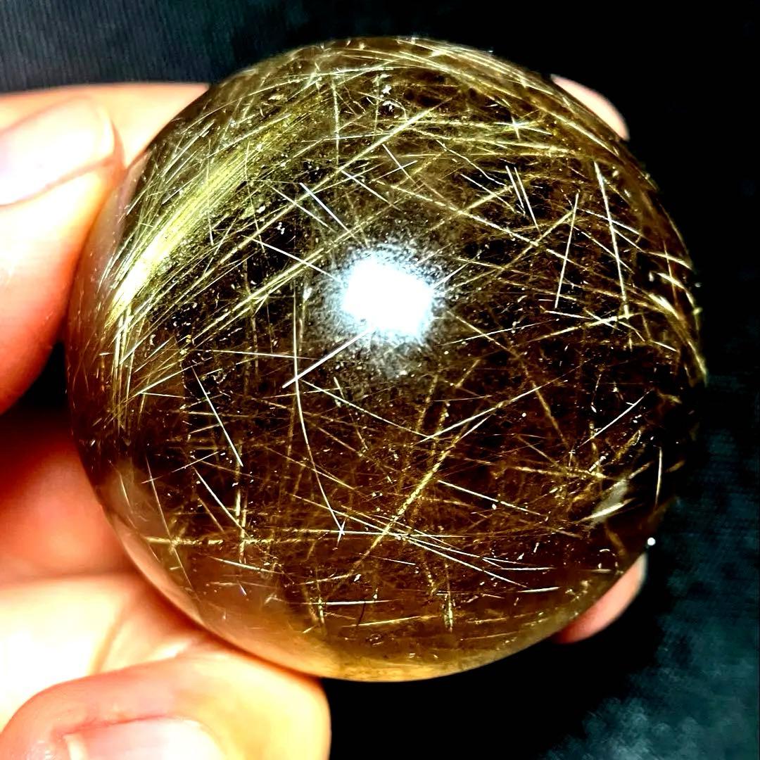 超絶綺麗✨45mm ゴールドルチルクォーツ　丸玉　スフィア　金針水晶