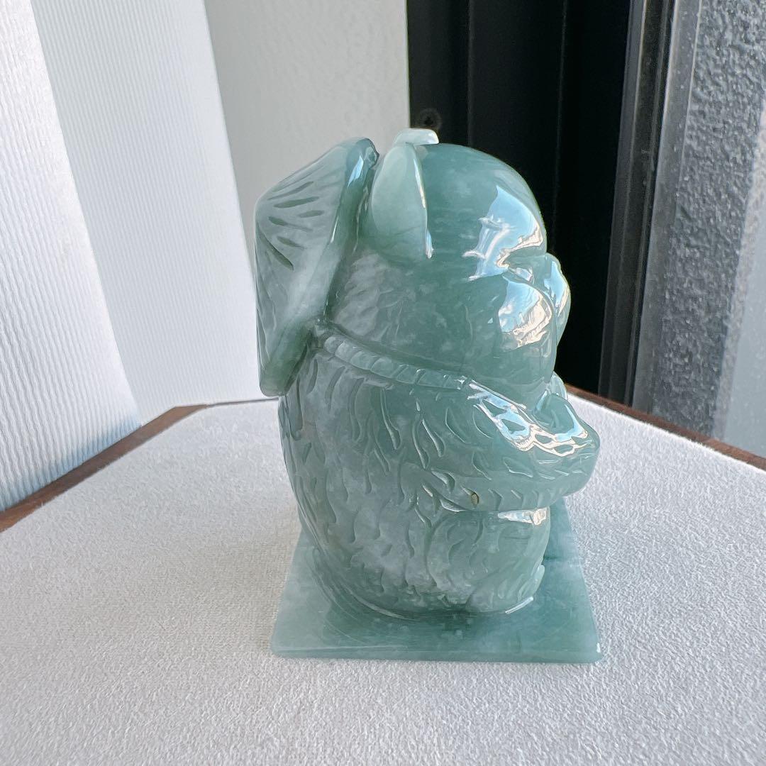 天然グアテマラ産本翡翠 タヌキ置物・オブジェ