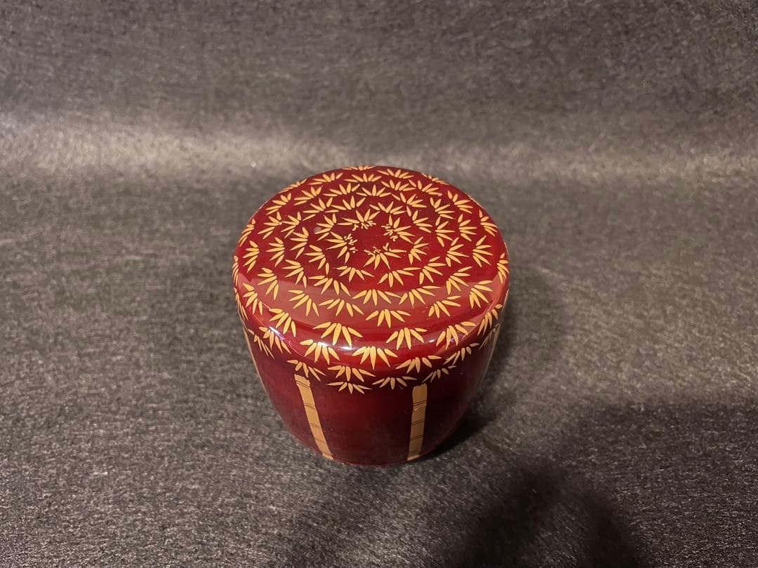 筑紫筑良作　山中塗　竹型竹林　大棗 茶道具