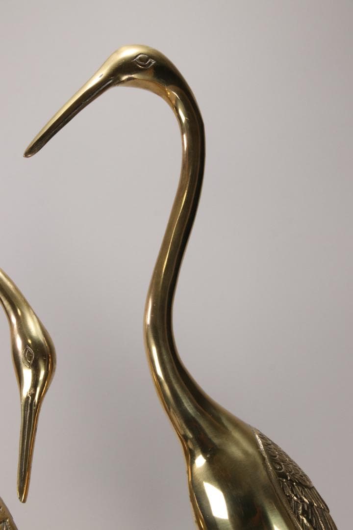 EE004 仏具　真鍮製　鶴型　置物　一対　神社仏閣