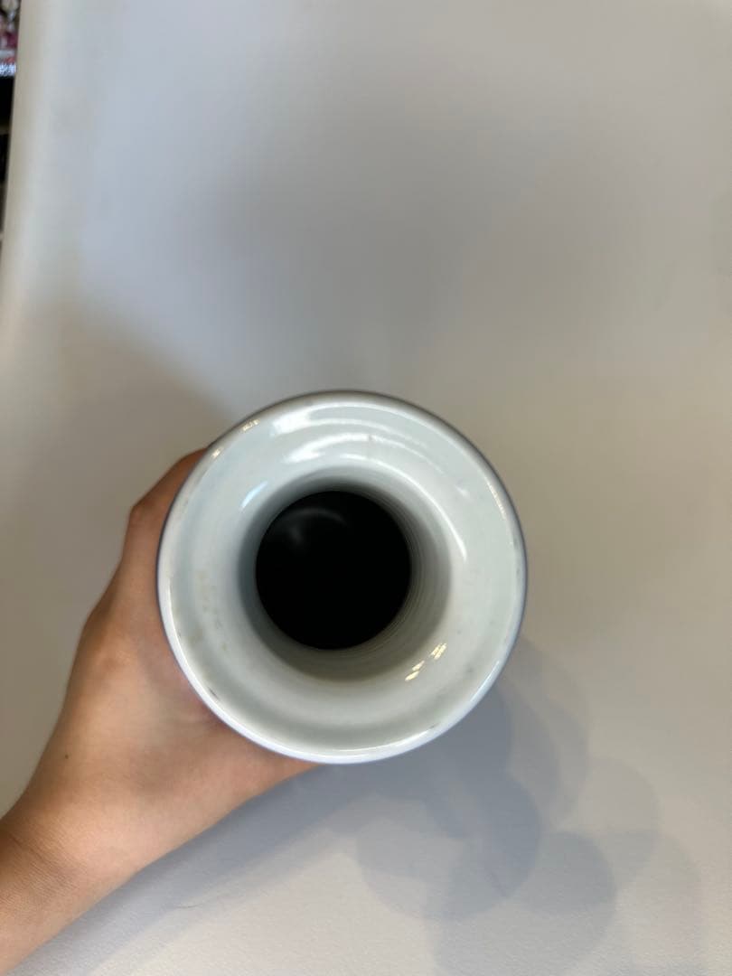 最終價格 清時代 染付山水博古花瓶 中国 骨董 古董 古い 花瓶